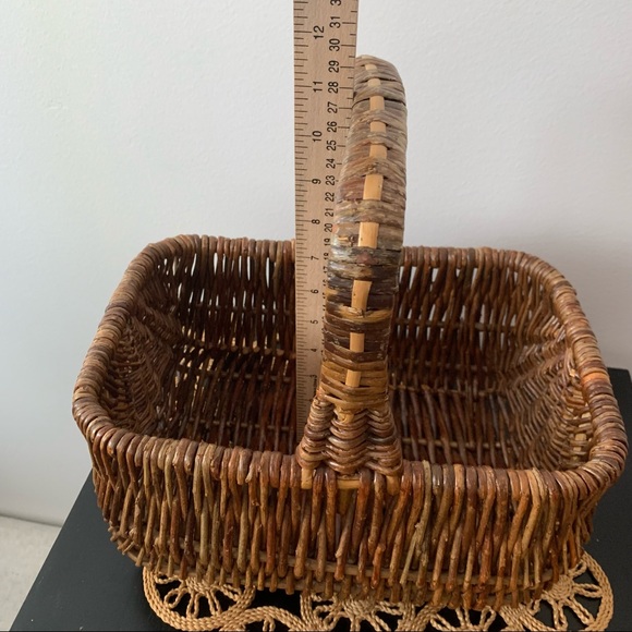 Vintage Rectangular Sturdy Wicker Woven Basket - Picture 7 of 10